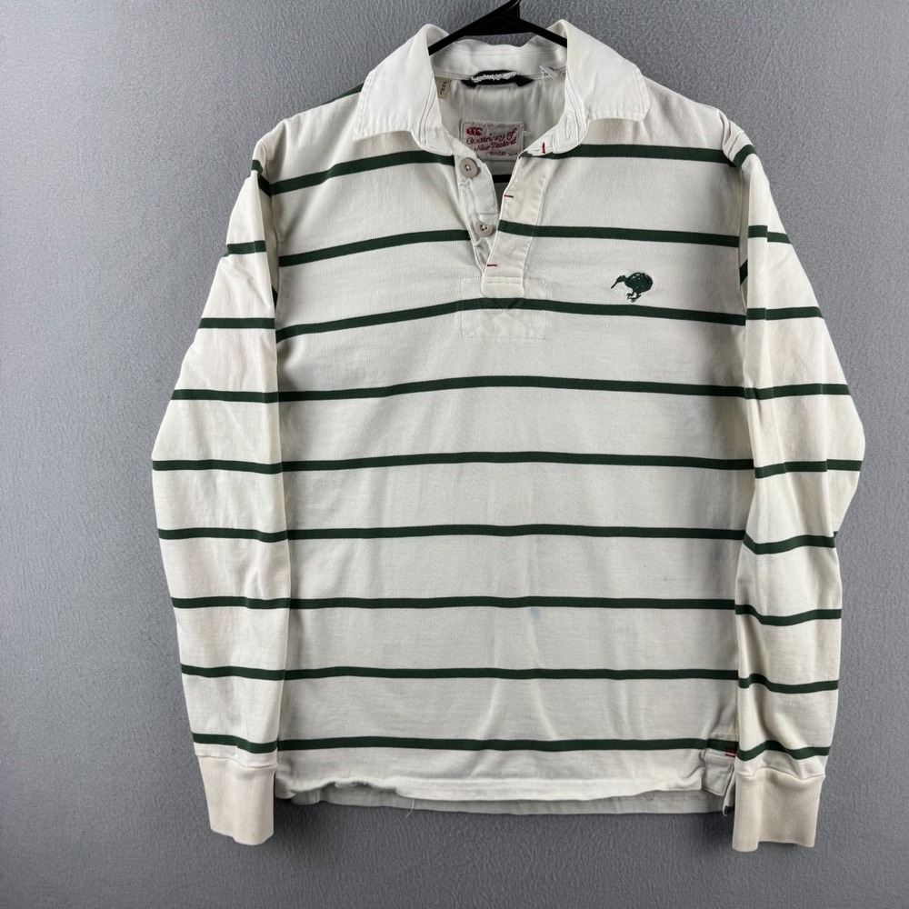 Canterbury New Zealand Rugby Shirt Mens Medium Y2K Cotton Long Sleeve Polo